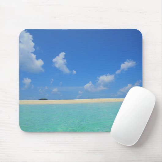 Maldiven Blue Zee Sky White Clouds Sand Sjabloon Muismat (Met muis)