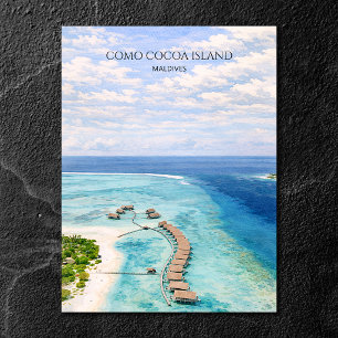 Maldiven Cocoa Island Aquarel strandliefhebbers Feestdagenkaart