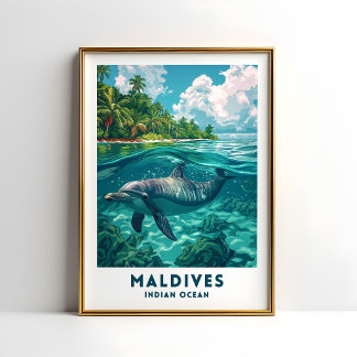 Maldiven Dolfijn Reisposter Muurkunst Poster