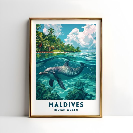 Maldiven Dolfijn Reisposter Muurkunst Poster