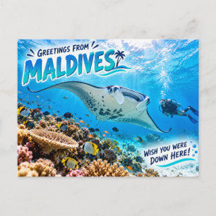 Maldiven Duikvakantie Reisansichtkaart Briefkaart