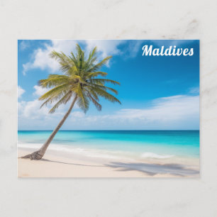 Maldiven Eiland Oceaan Strand Palm Boom Reizen Briefkaart