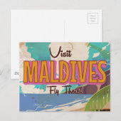 Maldiven eiland vintage reisposter kunst. briefkaart (Voorkant / Achterkant)
