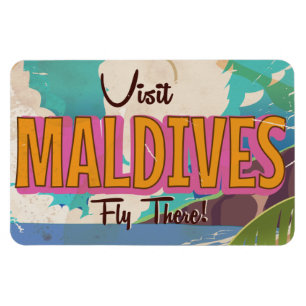 Maldiven eiland vintage reisposter kunst. magneet