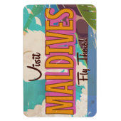 Maldiven eiland vintage reisposter kunst. magneet (Verticaal)