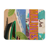 Maldiven eiland vintage reisposter kunst. magneet (Horizontaal)