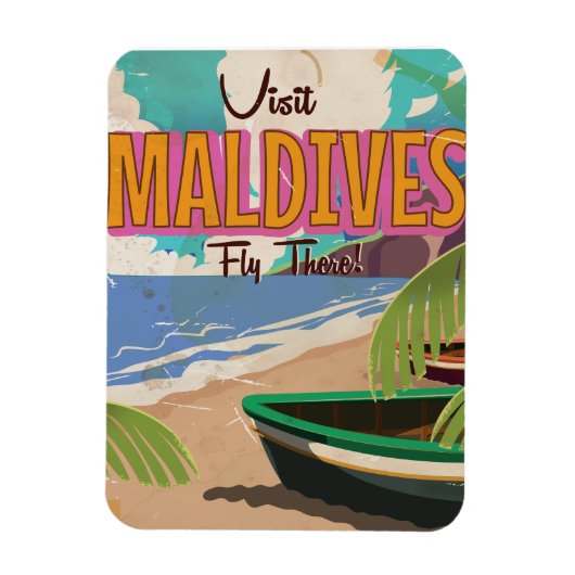 Maldiven eiland vintage reisposter kunst. magneet (Verticaal)