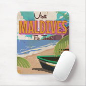 Maldiven eiland vintage reisposter kunst. muismat (Met muis)