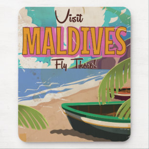 Maldiven eiland vintage reisposter kunst. muismat