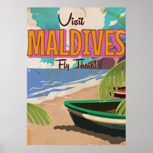 Maldiven eiland vintage reisposter kunst. poster