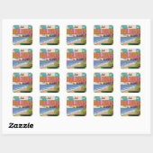 Maldiven eiland vintage reisposter kunst. vierkante sticker (Vel)