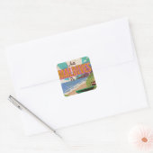 Maldiven eiland vintage reisposter kunst. vierkante sticker (Envelop)
