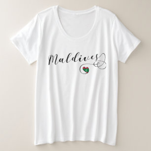Maldiven Flag Heart, Maldiviaans Grote Maat T-shirt