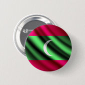 Maldiven golvende vlag pinback-knop ronde button 5,7 cm (Voorkant /achterkant)