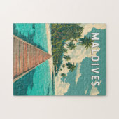 Maldiven Illustratie Reis Kunst Vintage Legpuzzel (Horizontaal)