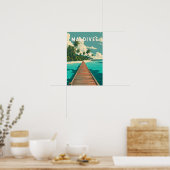 Maldiven Illustratie Reis Kunst Vintage Poster (Keuken)