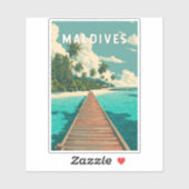 Maldiven Illustratie Reis Kunst Vintage Sticker (Vel)