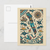 Maldiven Indische Oceaan Briefkaart (Voorkant / Achterkant)