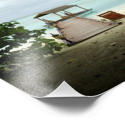 Maldiven Island Boat Foto Afdruk (Hoek)