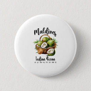 Maldiven Kokosnoot Indische Oceaan Tropisch Eiland Ronde Button 5,7 Cm