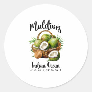 Maldiven Kokosnoot Indische Oceaan Tropisch Eiland Ronde Sticker