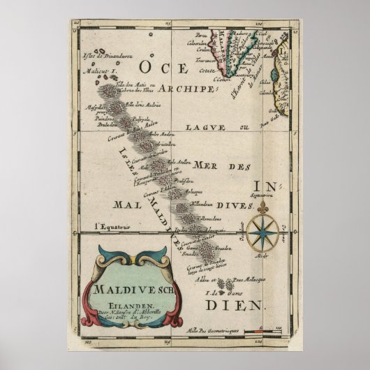  Maldiven Map (1705) Poster (Voorkant)