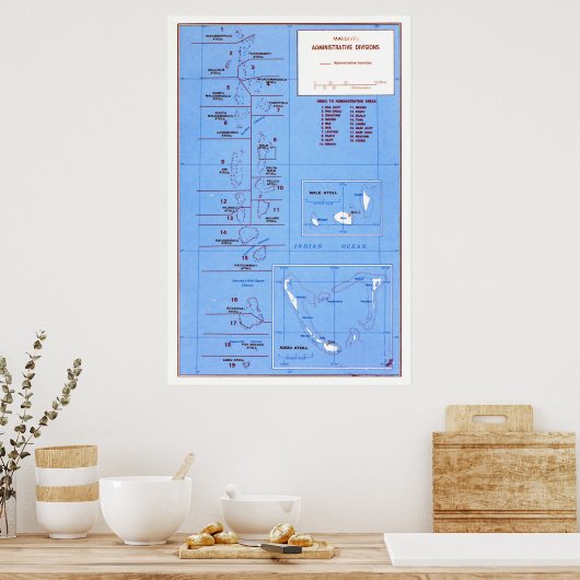  Maldiven Map (1977) Poster (Keuken)