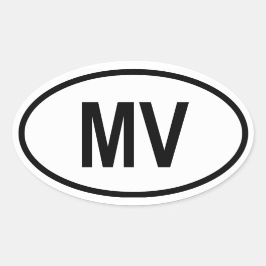 Maldiven "MV" Ovale Sticker (Voorkant)