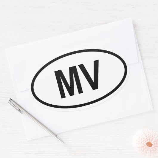 Maldiven "MV" Ovale Sticker (Envelop)