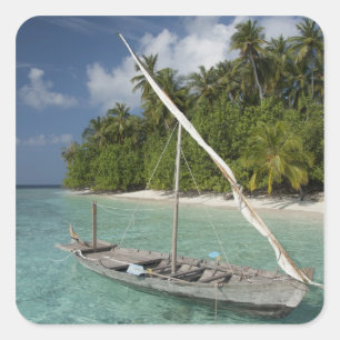 Maldiven, Noord-Male Atol, Eiland van Kuda Vierkante Sticker