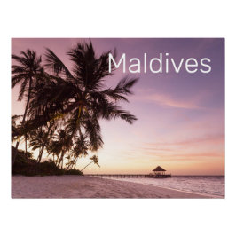 Maldiven Ocean Indian Beach Sunset Island Souvenir Perfect Poster
