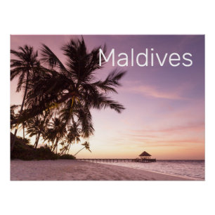 Maldiven Ocean Indian Beach Sunset Island Souvenir Perfect Poster