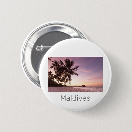 Maldiven Ocean Indian Beach Sunset Island Souvenir Ronde Button 5,7 Cm (Voorkant /achterkant)