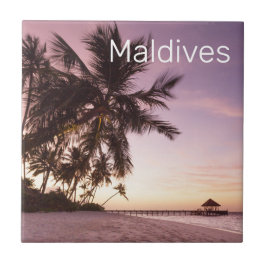 Maldiven Ocean Indian Beach Sunset Island Souvenir Tegeltje