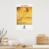 Maldiven Reisposter Aziatische Kunstprint Globe Poster (Keuken)
