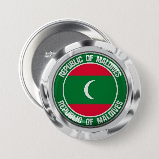 Maldiven Round Emblem Ronde Button 7,6 Cm (Voorkant /achterkant)