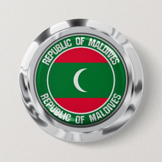 Maldiven Round Emblem Ronde Button 7,6 Cm (Voorkant)