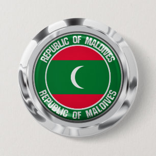 Maldiven Round Emblem Ronde Button 7,6 Cm