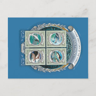 Maldiven stempelen briefkaart dolfijnen