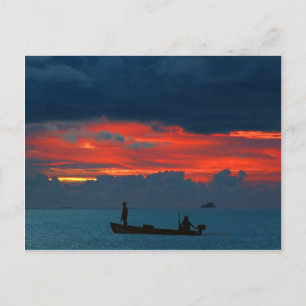 Maldiven Sun Island, prachtige Sunset and Boat Briefkaart