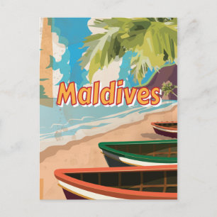 Maldiven Vintage-poster Briefkaart