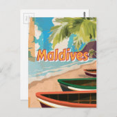 Maldiven Vintage-poster Briefkaart (Voorkant / Achterkant)