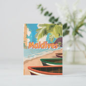 Maldiven vintage reisposter briefkaart (Staand voorkant)