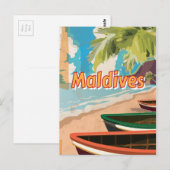 Maldiven vintage reisposter briefkaart (Voorkant / Achterkant)
