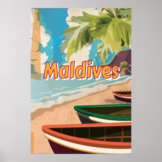Maldiven vintage reisposter poster (Voorkant)