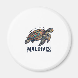 Maldiven Vintage Zeeschildpad Reis Shirt Design_1 Magneet