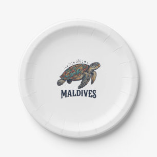 Maldiven Vintage Zeeschildpad Reis Shirt Design_1 Papieren Bordje