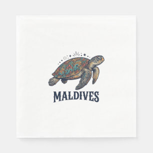 Maldiven Vintage Zeeschildpad Reis Shirt Design_1 Servet