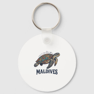 Maldiven Vintage Zeeschildpad Reis Shirt Design_1 Sleutelhanger