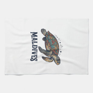 Maldiven Vintage Zeeschildpad Reis Shirt Design_1 Theedoek